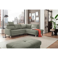 ECKSOFA in Mikrofaser Grau, Grün  - Chromfarben/Beige, Design, Textil/Metall (229/200cm) - Pure Home Lifestyle