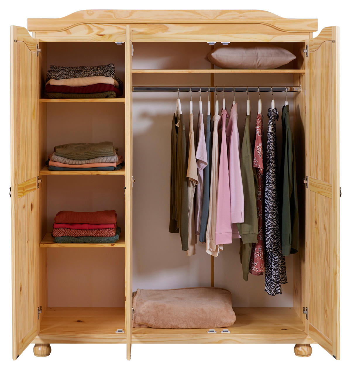 DREHTÜRENSCHRANK  in Naturfarben  - Schwarz/Naturfarben, LIFESTYLE, Holz/Metall (150/180/56cm) - MID.YOU