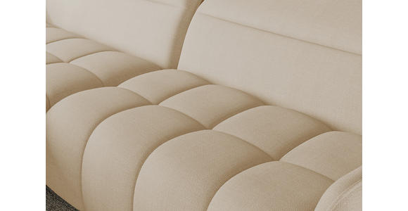 ECKSOFA Beige Flachgewebe Rücken echt, Kopfteilverstellung, Sitztiefenverstellung  - Beige/Schwarz, KONVENTIONELL, Textil/Metall (175/272cm) - Carryhome