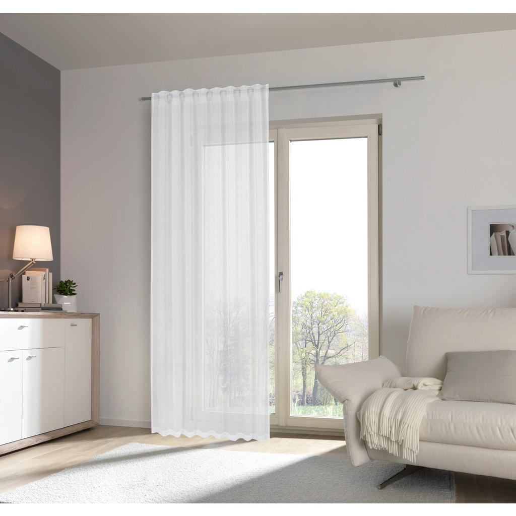 Thumbnail - Novel Fertigvorhang Lara, Creme, Textil, Uni, 135x245 cm, Oeko-Tex® Standard 100, für Stange und Schiene geeignet, mit K...