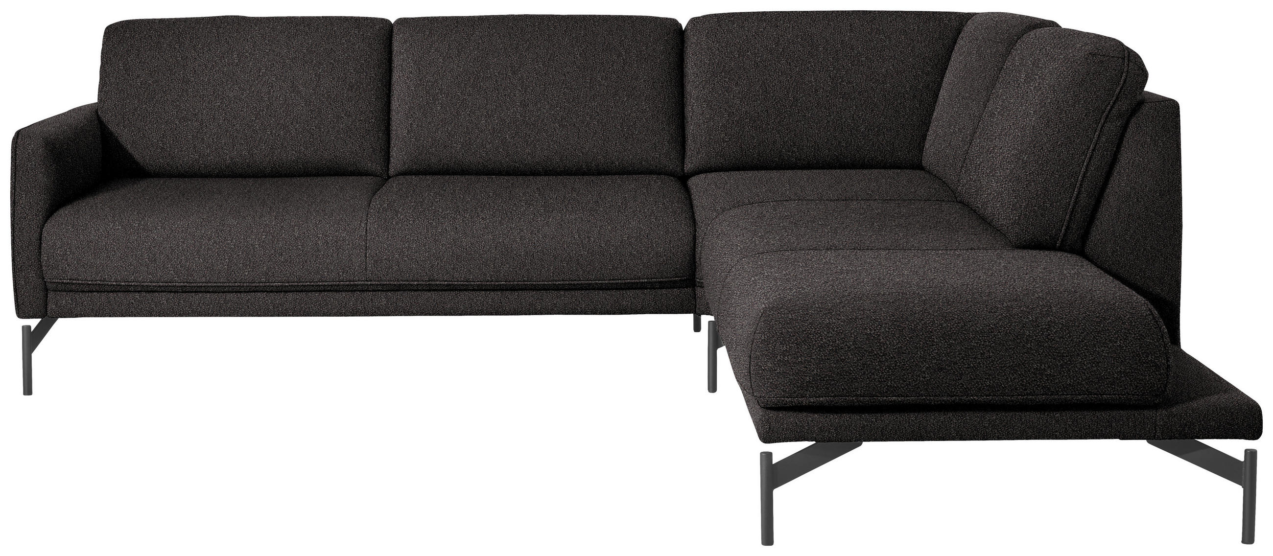 ECKSOFA in Flachgewebe, Struktur Graubraun  - Anthrazit/Graubraun, Design, Textil/Metall (254/230cm) - Johann Jakob