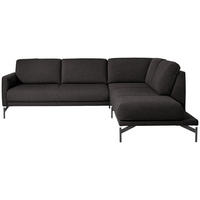 ECKSOFA in Flachgewebe, Struktur Graubraun  - Anthrazit/Graubraun, Design, Textil/Metall (254/230cm) - Johann Jakob