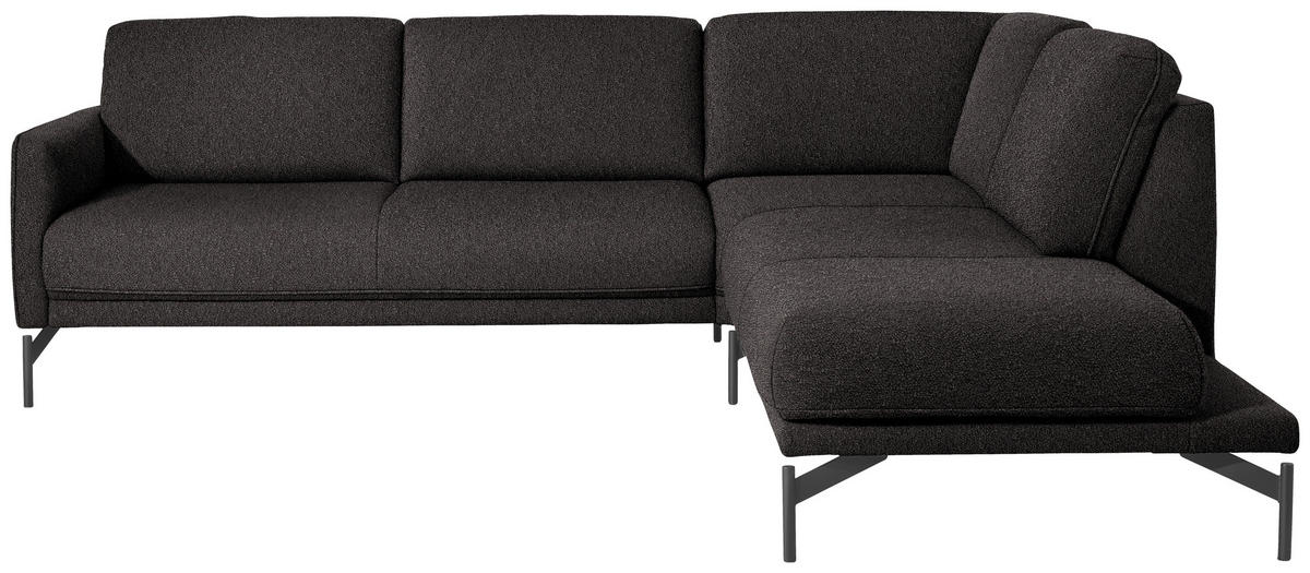 ECKSOFA in Flachgewebe, Struktur Graubraun  - Anthrazit/Graubraun, Design, Textil/Metall (254/230cm) - Johann Jakob