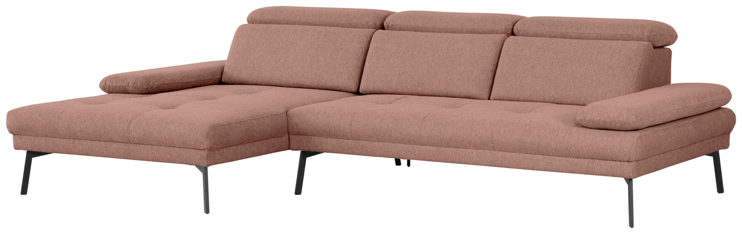 ECKSOFA Kupferfarben Webstoff  - Schwarz/Kupferfarben, Design, Textil/Metall (188/296cm) - Xora
