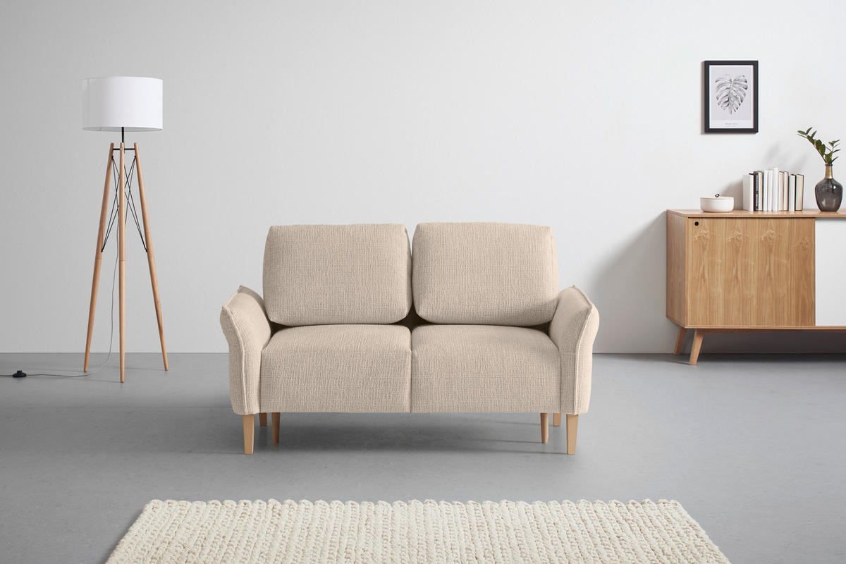 2-SITZER-SOFA in Webstoff Beige  - Eichefarben/Beige, Modern, Holz/Textil (150/85/92cm) - MID.YOU