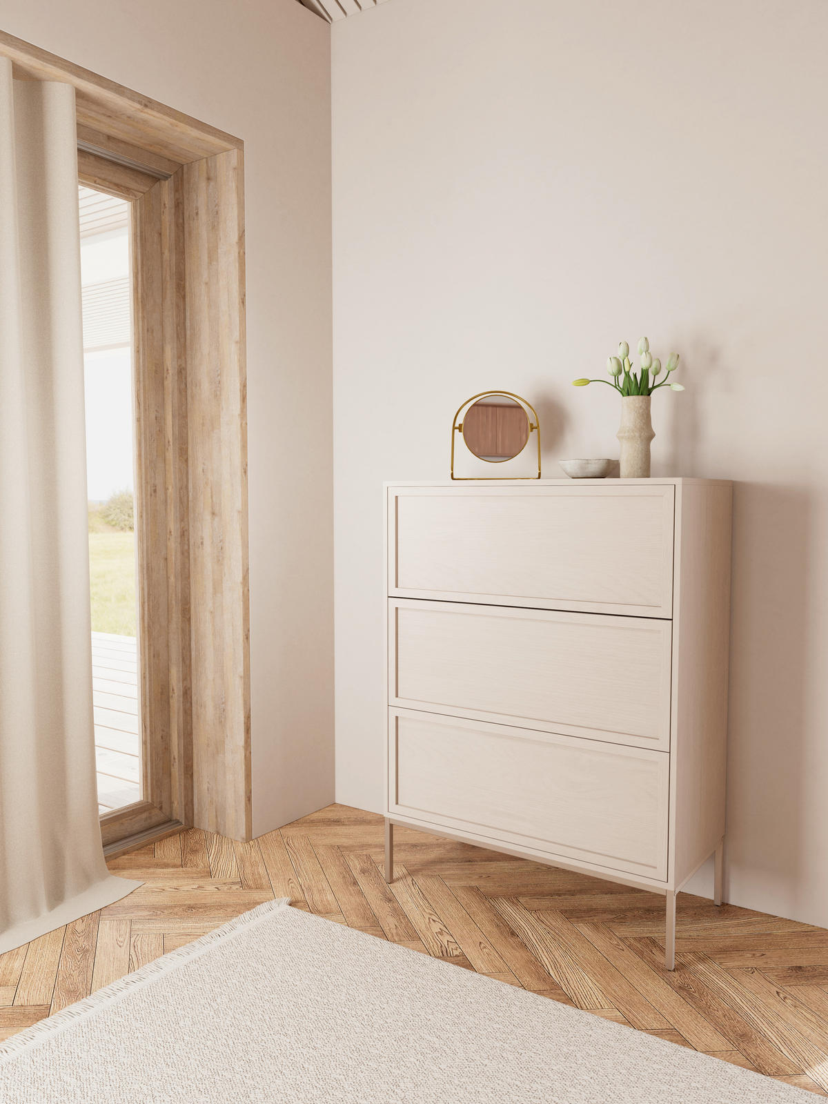 KOMMODE PALMDALE, 80/110/40 cm, 3 Schublade(n)  - Grau, Design, Holzwerkstoff/Metall (80/110/40cm) - MID.YOU