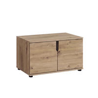 GARDEROBENBANK - Schwarz/Eiche Artisan, Design, Kunststoff (80/44/37cm) - MID.YOU
