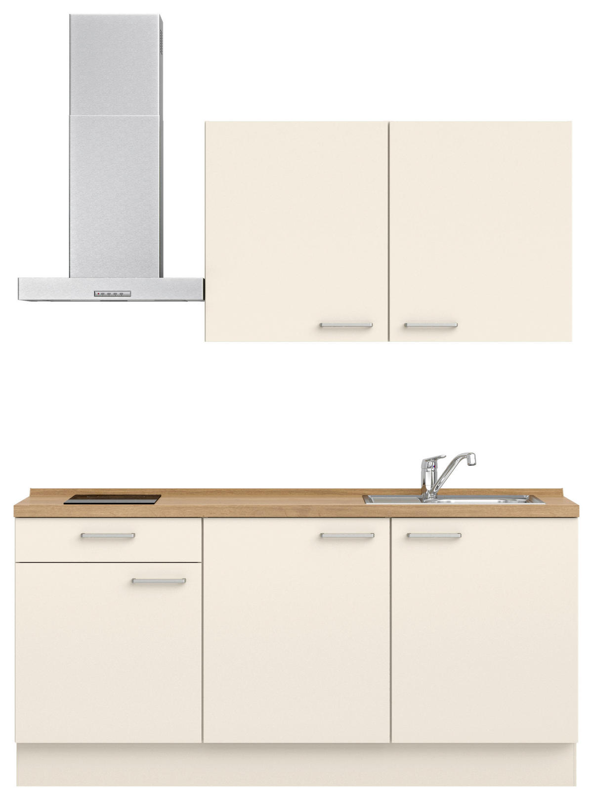 KÜCHENLEERBLOCK 180 cm   in Eichefarben, Magnolie  - Edelstahlfarben/Eichefarben, MODERN, Holzwerkstoff/Metall (180cm) - Nobilia