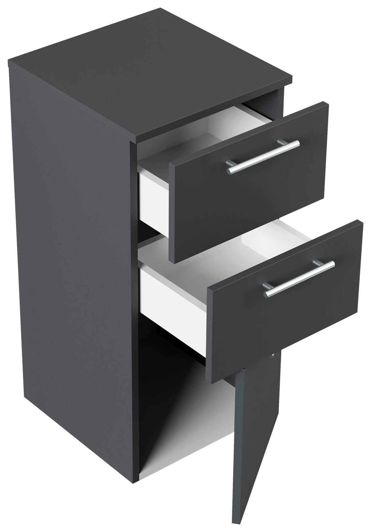 MIDISCHRANK 35,2/75/36,8 cm  - Graphitfarben, Basics, Holzwerkstoff/Metall (35,2/75/36,8cm) - MID.YOU