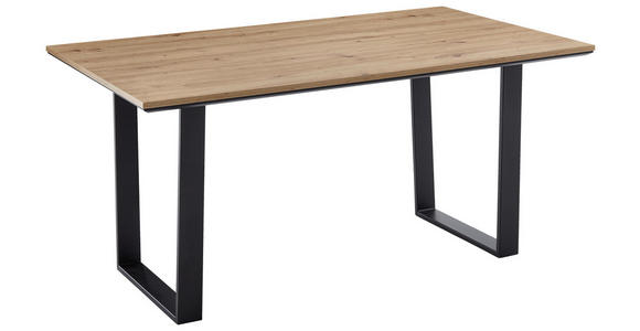 ESSTISCH rechteckig Schwarz, Eiche Artisan - Schwarz/Eiche Artisan, MODERN, Holzwerkstoff/Metall (160/90/76cm) - Cantus