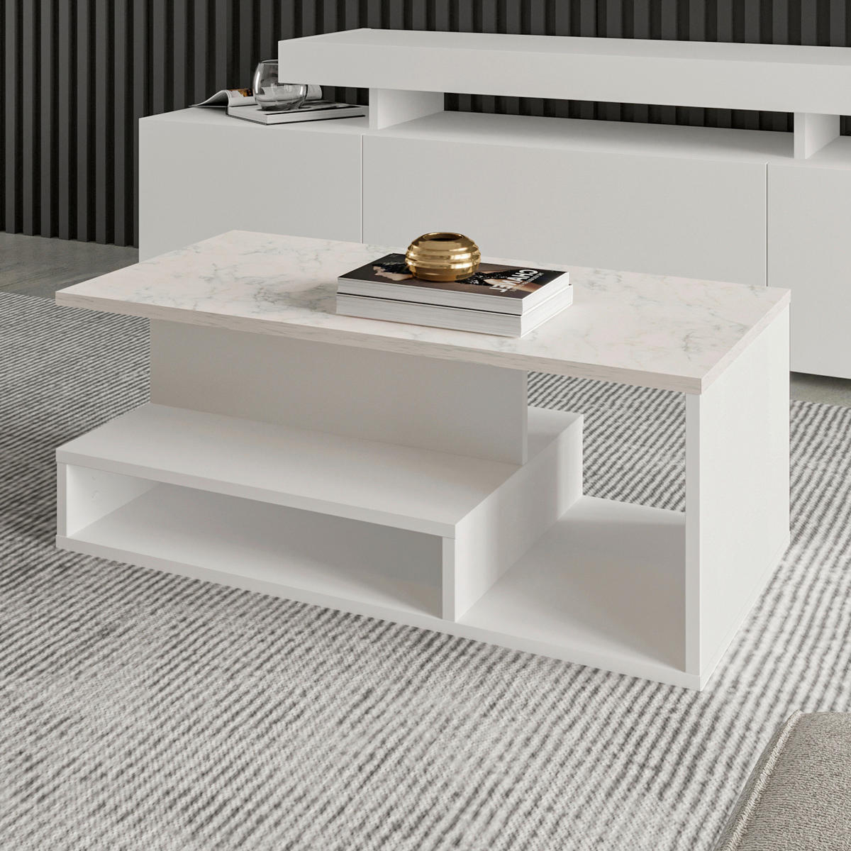 COUCHTISCH Vera Couchtisch 90/45/35 cm Weiß  - Weiß, Design, Holzwerkstoff (90/45/35cm) - Livetastic