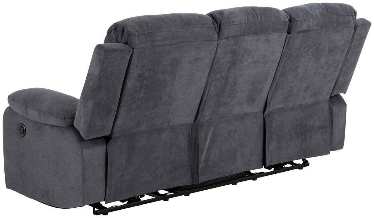 3-SITZER-SOFA in Chenille Dunkelgrau  - Dunkelgrau/Schwarz, Konventionell, Textil/Metall (196,5/98/95cm) - MID.YOU