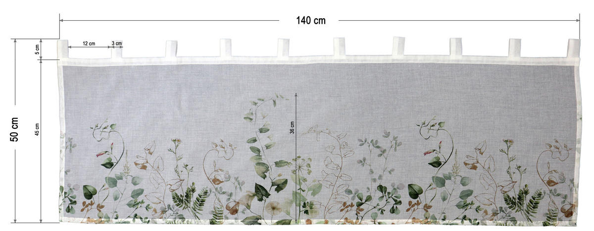 KURZGARDINE   140/50 cm   - Weiß/Grün, Natur, Textil (140/50cm)