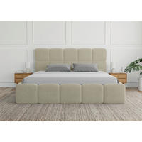 POLSTERBETT 140/200 cm,  in Beige, Lattenrost, Bettkasten,  - Beige/Schwarz, Design, Holz/Textil (140/200cm) - Boxxx
