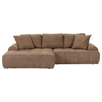 ECKSOFA Braun Lederlook  - Schwarz/Braun, KONVENTIONELL, Kunststoff/Textil (195/286cm) - Ambia Home
