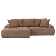ECKSOFA Braun Lederlook  - Schwarz/Braun, KONVENTIONELL, Kunststoff/Textil (195/286cm) - Ambia Home