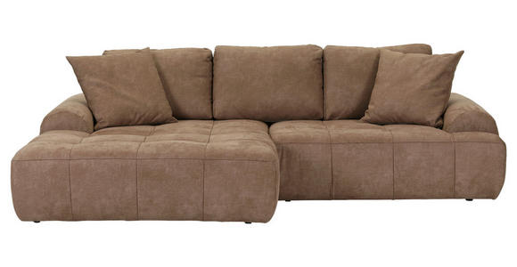 ECKSOFA Braun Lederlook  - Schwarz/Braun, KONVENTIONELL, Kunststoff/Textil (195/286cm) - Ambia Home