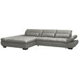 ECKSOFA  in Flachgewebe Hellgrau  204/341 cm  - Hellgrau/Schwarz, Design, Textil/Metall (204/341cm) - Xora