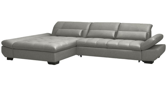 ECKSOFA  in Flachgewebe Hellgrau  204/341 cm  - Hellgrau/Schwarz, Design, Textil/Metall (204/341cm) - Xora