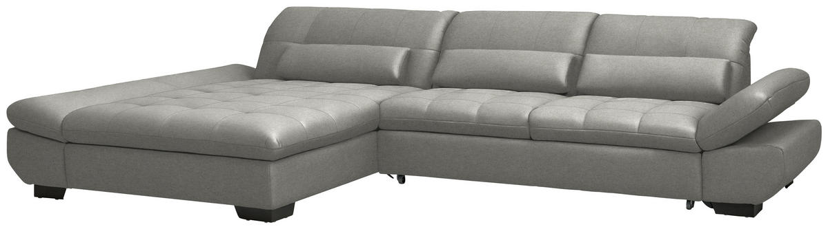 ECKSOFA Flachgewebe Hellgrau  - Hellgrau/Schwarz, Design, Textil/Metall (204/341cm) - Xora