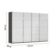 SCHWEBETÜRENSCHRANK 316/223/68 cm 4-türig Graphitfarben, Weiß  - Chromfarben/Graphitfarben, Design, Glas/Holzwerkstoff (316/223/68cm) - Novel