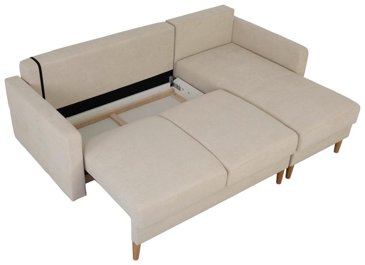 ECKSOFA in Beige  - Beige/Buchefarben, Design, Holz/Textil (223/157cm) - MID.YOU