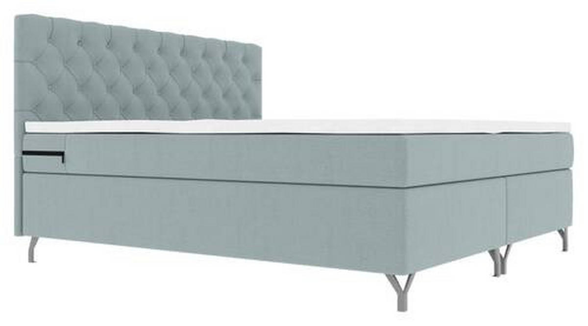 BOXSPRINGBETT 160/200 cm  in Hellgrau  - Chromfarben/Hellgrau, Konventionell, Textil/Metall (160/200cm) - Carryhome