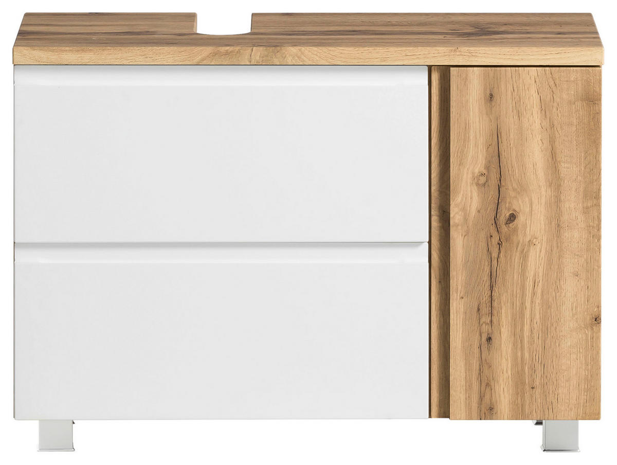 WASCHBECKENUNTERSCHRANK 85/56/35 cm  - Eiche Wotan/Weiß, MODERN, Holzwerkstoff (85/56/35cm) - Held