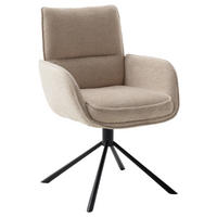 ARMLEHNSTUHL  Sitzfläche 360° drehbar, automatische Rückholfunktion Webstoff  - Creme/Schwarz, Design, Textil/Metall (62/92/65cm) - Novel