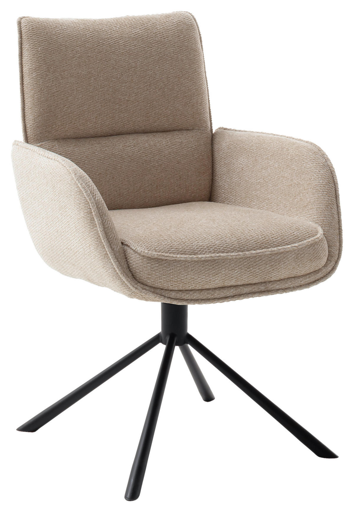 ARMLEHNSTUHL  Sitzfläche 360° drehbar, automatische Rückholfunktion Webstoff  - Creme/Schwarz, Design, Textil/Metall (62/92/65cm) - Novel