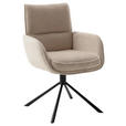 ARMLEHNSTUHL  Sitzfläche 360° drehbar, automatische Rückholfunktion Webstoff  - Creme/Schwarz, Design, Textil/Metall (62/92/65cm) - Novel