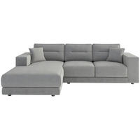 ECKSOFA in Flachgewebe Hellgrau  - Hellbraun/Edelstahlfarben, Design, Kunststoff/Textil (195/272cm) - Livetastic