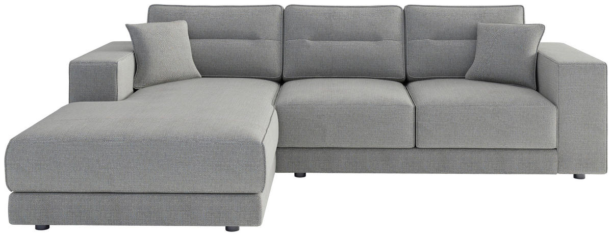 ECKSOFA in Flachgewebe Hellgrau  - Hellbraun/Edelstahlfarben, Design, Kunststoff/Textil (195/272cm) - Livetastic