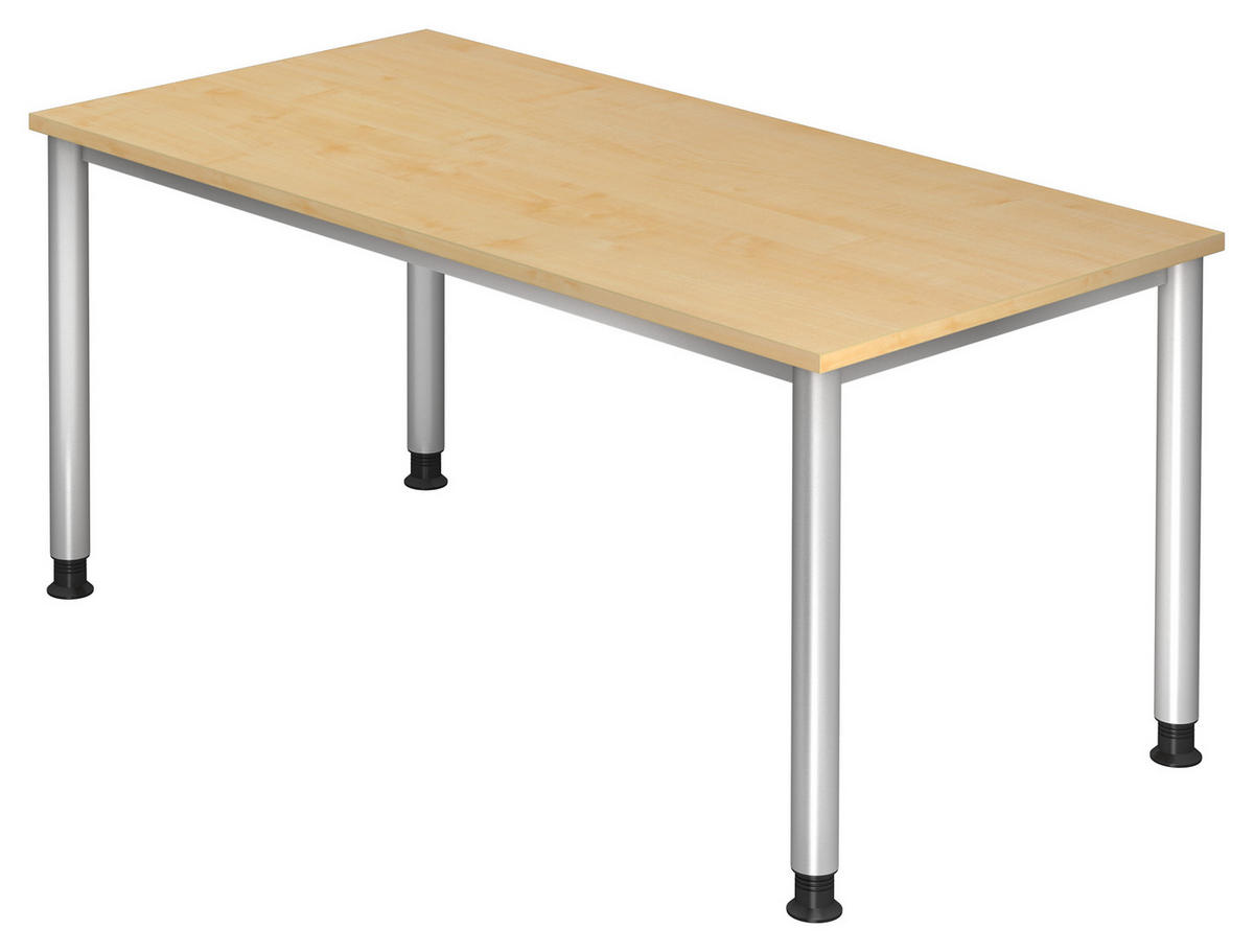 SCHREIBTISCH 160/80/68,5-81 cm  in Ahornfarben  - Silberfarben/Ahornfarben, KONVENTIONELL, Holzwerkstoff/Metall (160/80/68,5-81cm) - Venda