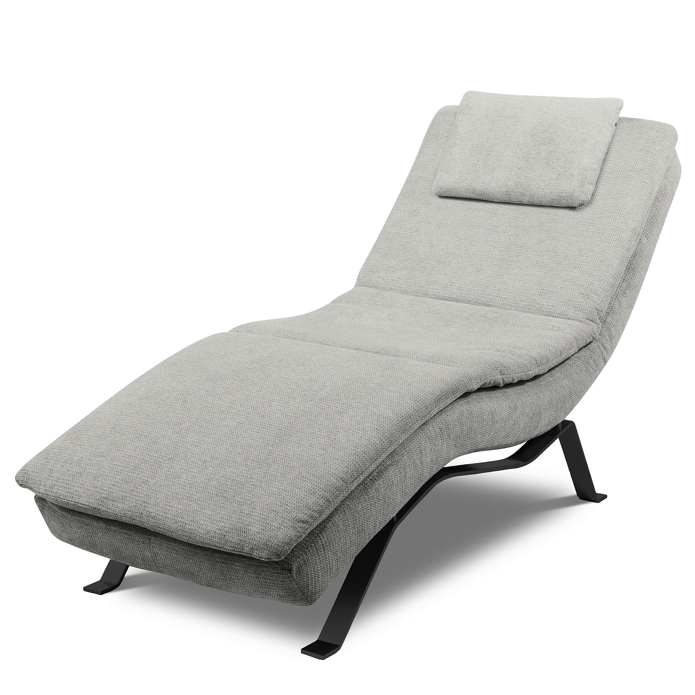 RELAXLIEGE Echtleder Grau  - Schwarz/Grau, Design, Leder/Metall (65/95/171cm) - Celina Home