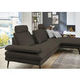 ECKSOFA in Echtleder Graubraun  310/180 cm  - Graubraun/Schwarz, Design, Leder/Metall (310/180cm) - Dieter Knoll