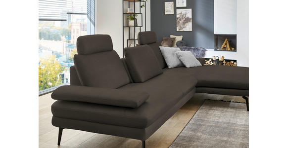 ECKSOFA in Echtleder Graubraun 310/180 cm - Graubraun/Schwarz, Design, Leder/Metall (310/180cm) - Dieter Knoll