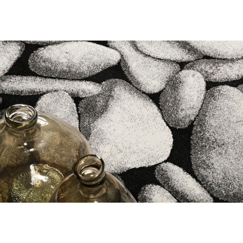Thumbnail - Novel Webteppich Stony Island, Grau, Schwarz, Silber, Textil, Steine, rechteckig, 80x150 cm, Textiles Vertrauen - Oeko-T...