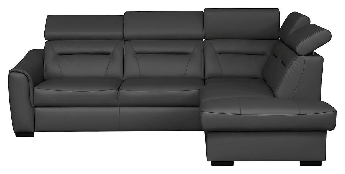 ECKSOFA Lederlook Echtleder Anthrazit  - Wengefarben/Anthrazit, Design, Leder/Holz (260/212cm) - Celina Home