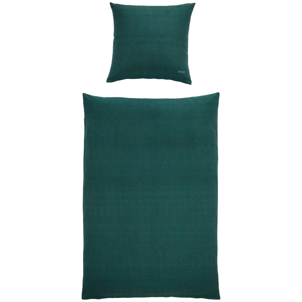Thumbnail - Esprit Wendebettwäsche E-Scatter Big, Grün, Dunkelgrün, Textil, Schriftzug, 135x200 cm, Oeko-Tex® Standard 100, hautfreu...