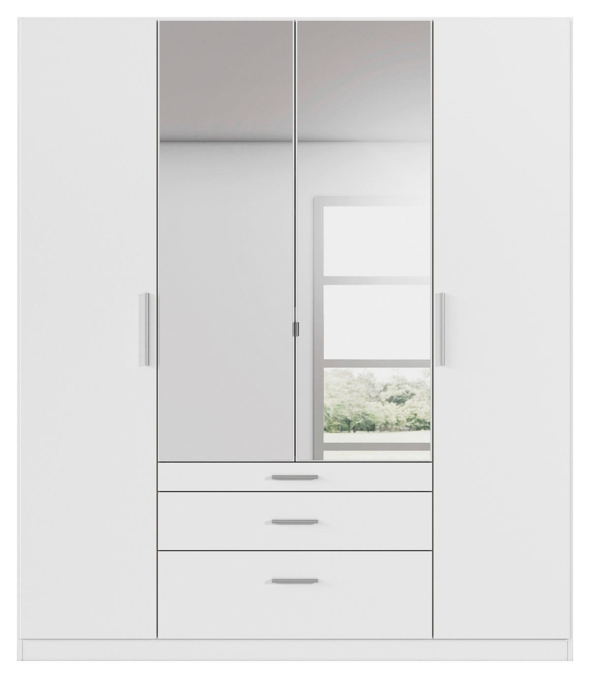 DREHTÜRENSCHRANK 181/210/54 cm,  in Weiß, 4-türig  - Alufarben/Weiß, KONVENTIONELL, Glas/Holzwerkstoff (181/210/54cm) - home24