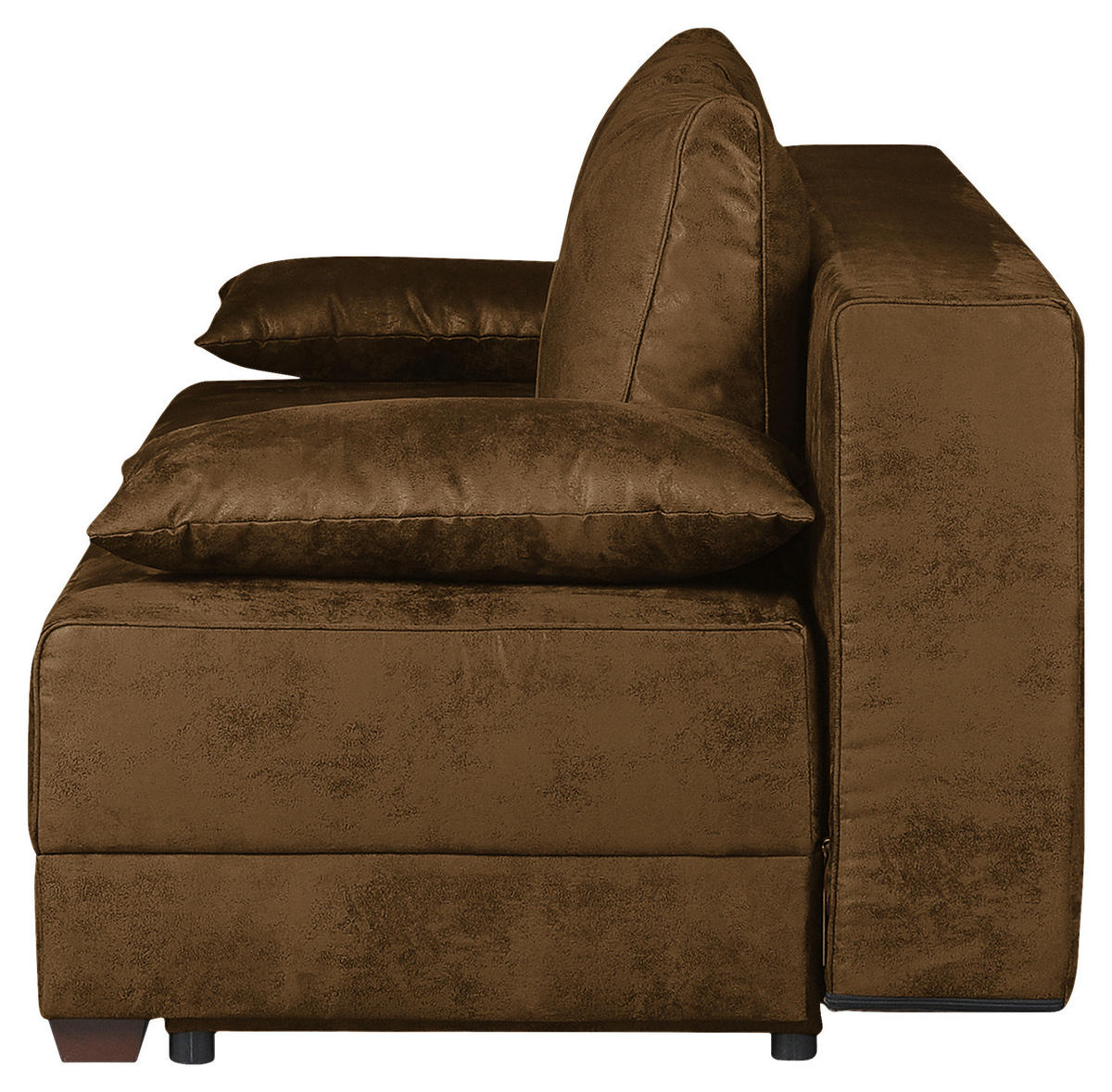 SCHLAFSOFA  mit Schlafen auf Sitzhöhe, Rücken echt Mikrofaser Braun  - Dunkelbraun/Braun, Design, Holz/Textil (202/85/110cm) - MID.YOU