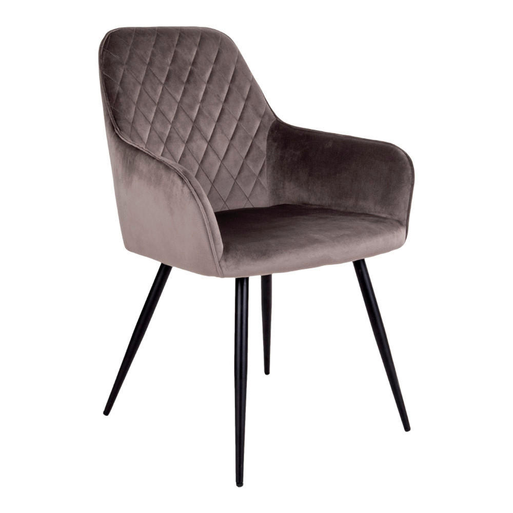 STOL MED ARMSTÖD SET 2 styck sammet - gråbrun/svart, Modern, metall/textil (57/87/65cm) - MID.YOU