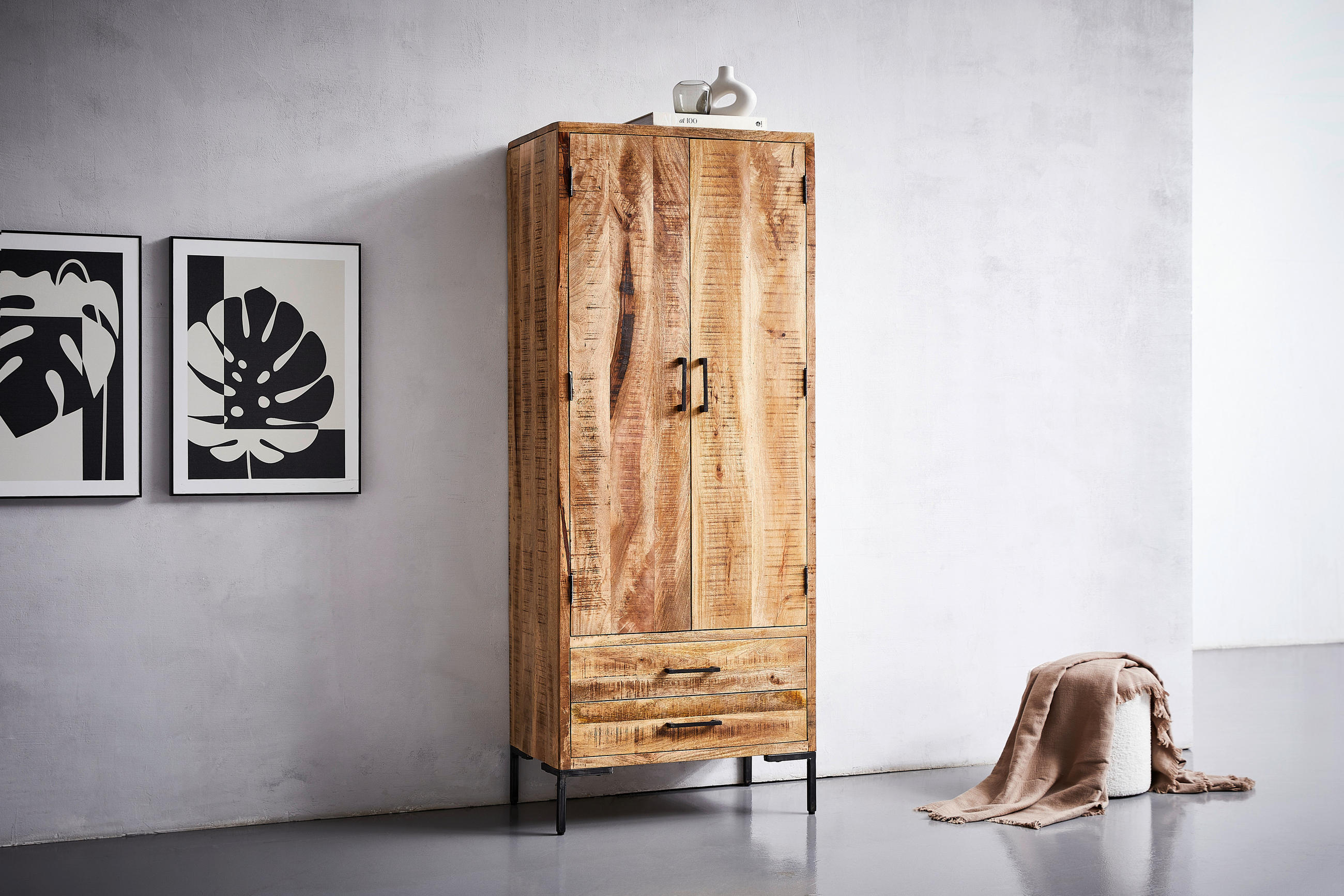 GARDEROBE  in 75/192/45 cm  - Schwarz/Naturfarben, Natur, Holz/Metall (75/192/45cm) - MID.YOU