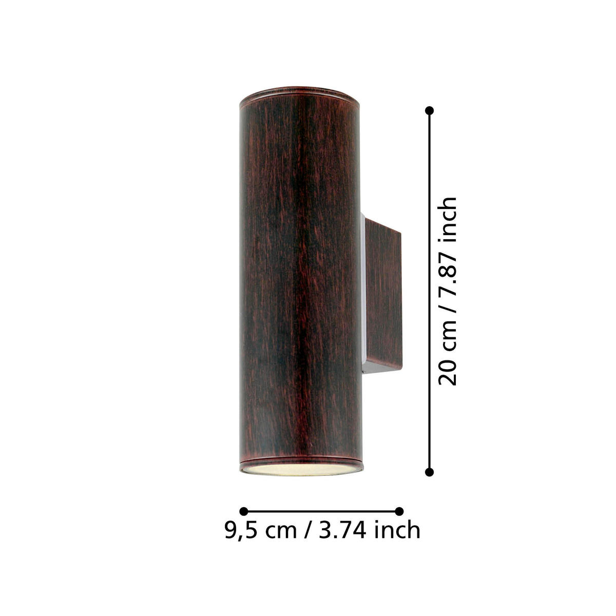 AUßENWANDLEUCHTE 9,5/20 cm  - Braun, Design, Metall (9,5/20cm) - Eglo