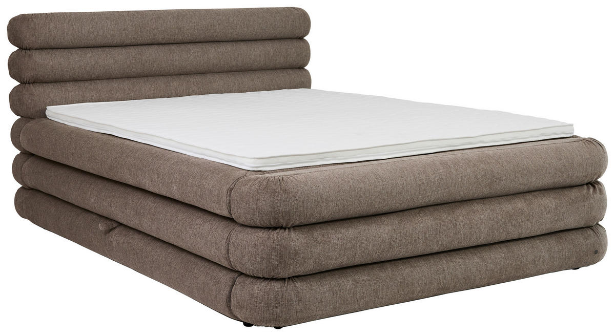 BOXSPRINGBETT 160/200 cm,  in Braun, Bettkasten, Topper, Matratzen, H3 = fest  - Schwarz/Braun, Design, Kunststoff/Textil (160/200cm) - Tom Tailor