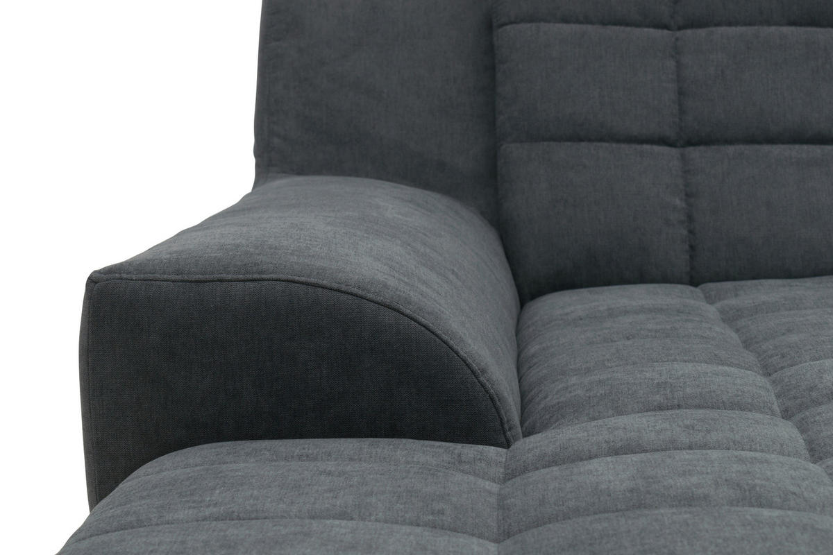 ECKSOFA MORTON Dunkelgrau Mikrofaser  - Chromfarben/Dunkelgrau, MODERN, Textil/Metall (304/200/84cm) - MID.YOU