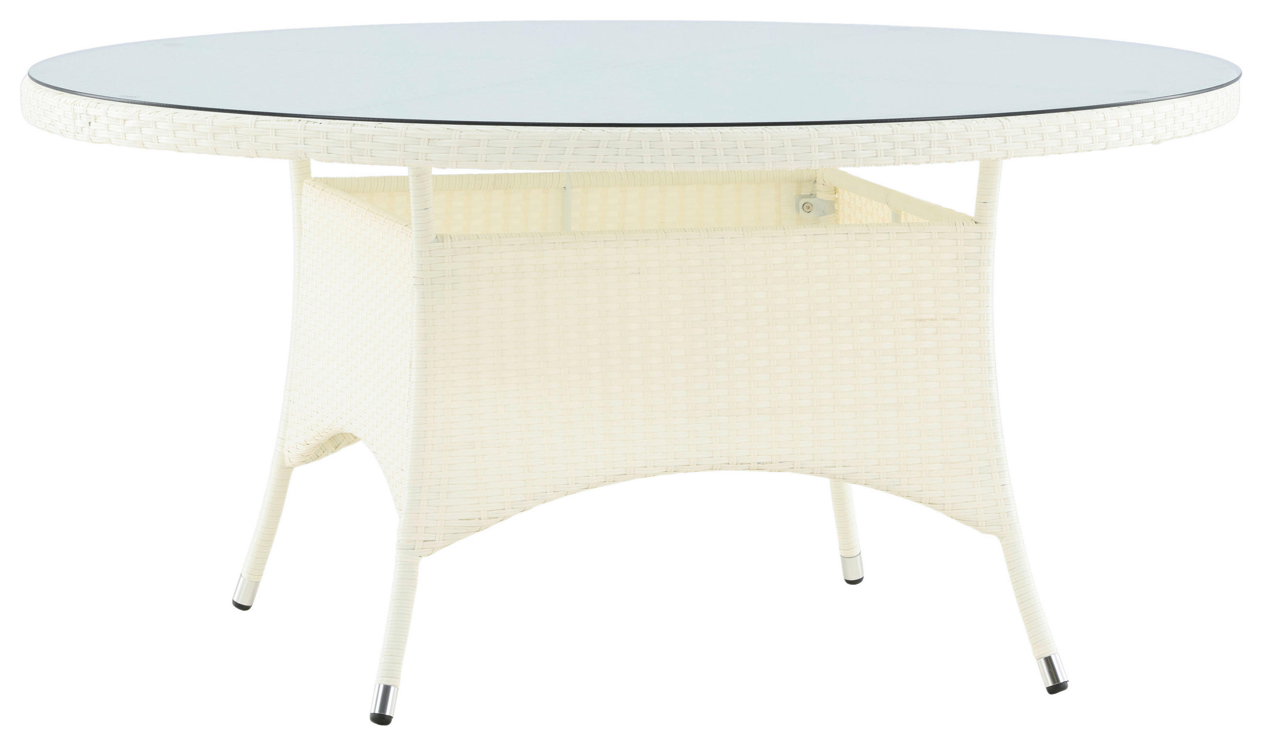GARTENTISCH Kunststoff Weiß rund  - Weiß, KONVENTIONELL, Glas/Kunststoff (150/150/74cm) - Gardenson
