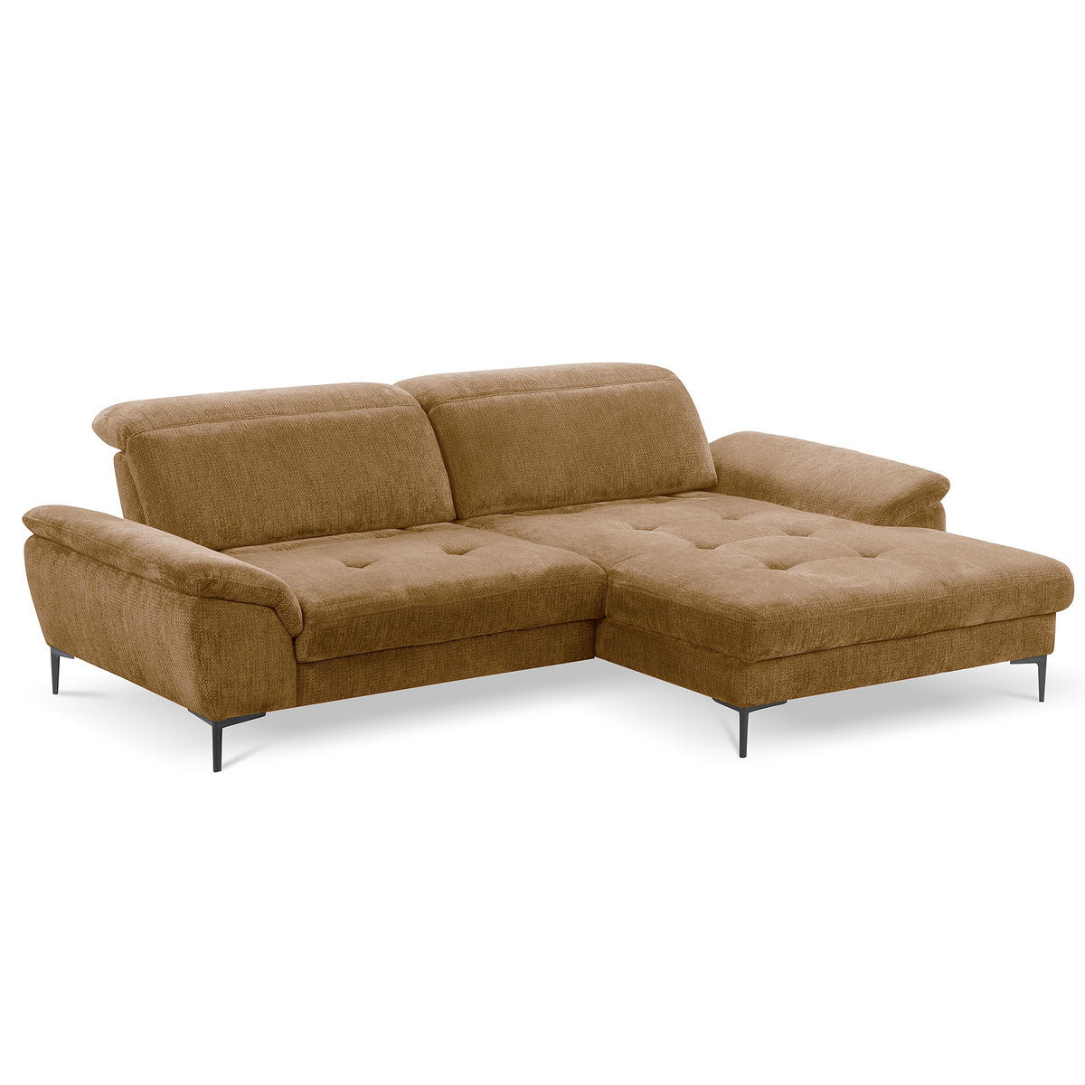 ECKSOFA  Webstoff Rostfarben  - Rostfarben/Schwarz, Design, Textil/Metall (268/195cm) - Livetastic