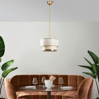HÄNGELEUCHTE 30/65 cm   - Goldfarben/Creme, Design, Textil/Metall (30/65cm) - P & B
